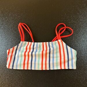 Art Class Striped Swim Top Red Blue White Girls Swimwear Beach Pool Small (6/6X)